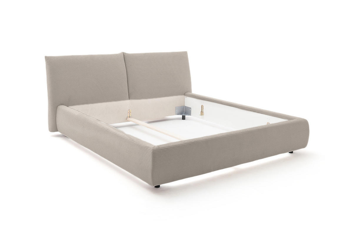 POLSTERBETT HENRY Granit Cord - Hellgrau/Grau, Textil (180/200cm) - KAWOLA