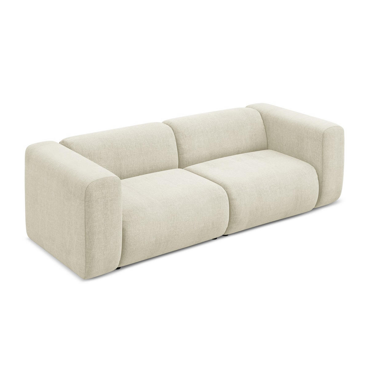 3-SITZER SOFA Chenille Stoff Beige - Beige/Schwarz, Kunststoff/Textil (228/70/89cm) - LaMiaSofa