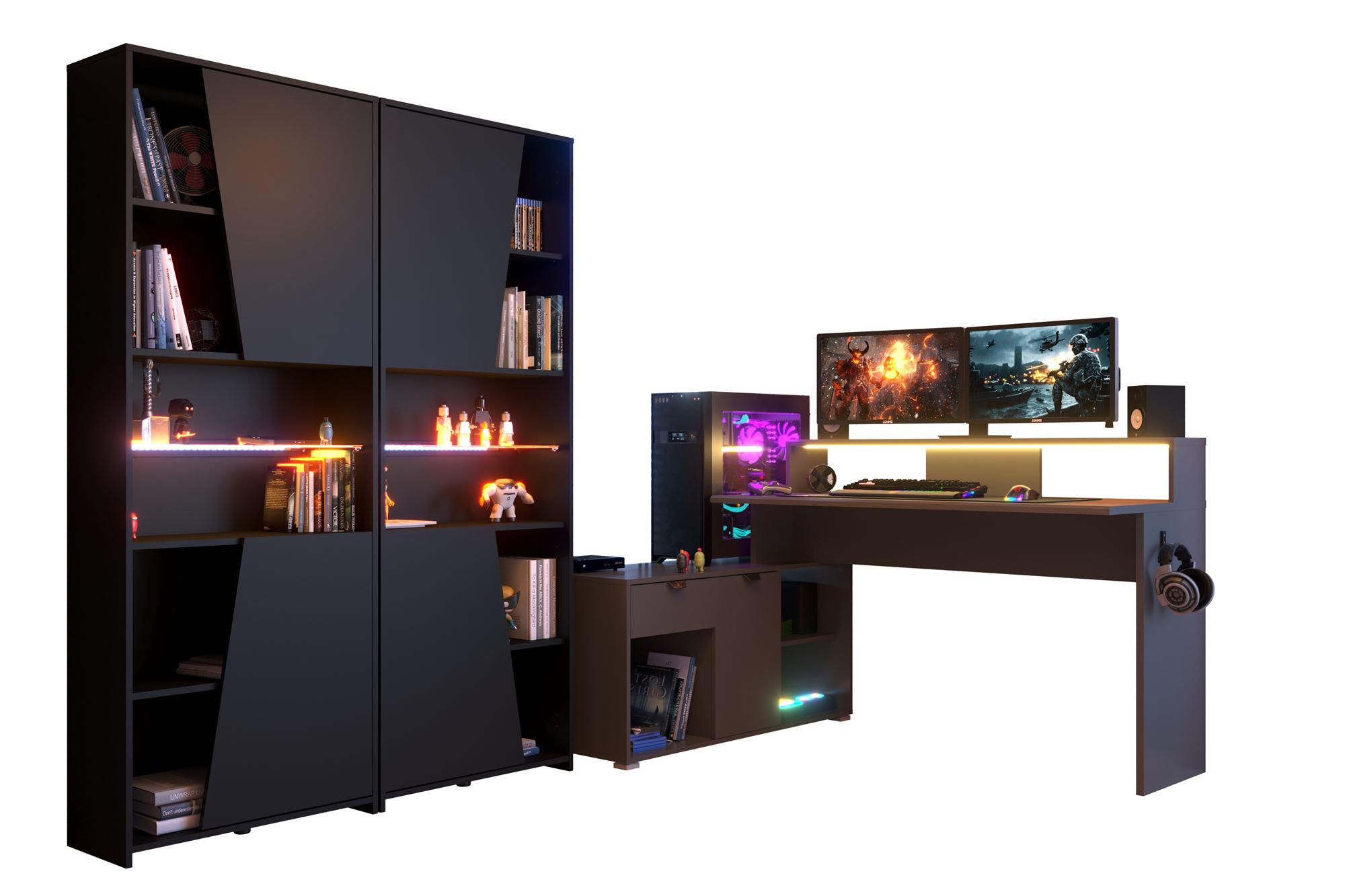 58aufmkessel Gaming Schwarz, Grau 100x95x200 cm