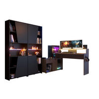 GAMING Schreibtisch Parisot Work 3-tlg. Holznachbildung Grau/Schwarz - Schwarz/Grau, Kunststoff (200/100/95cm) - 58aufmkessel