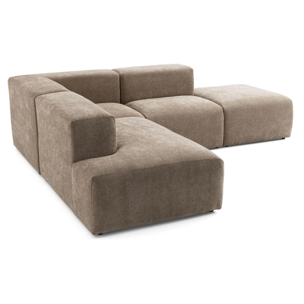 4-SITZER modulares Ecksofa HEAVEN SET 3 Links, Breite 270 cm Webstoff Braun - Schwarz/Braun, Holz/Kunststoff (245/270cm) - Muffo