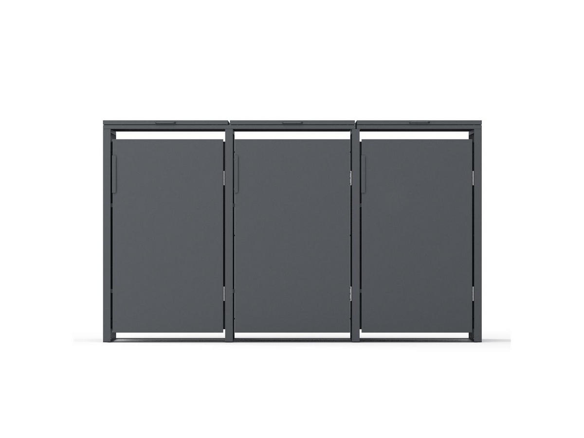 MÜLLTONNENBOX 3er, 198,5x80x116cm, Stahl, anthrazit - Grau, Kunststoff (80/175/120cm)