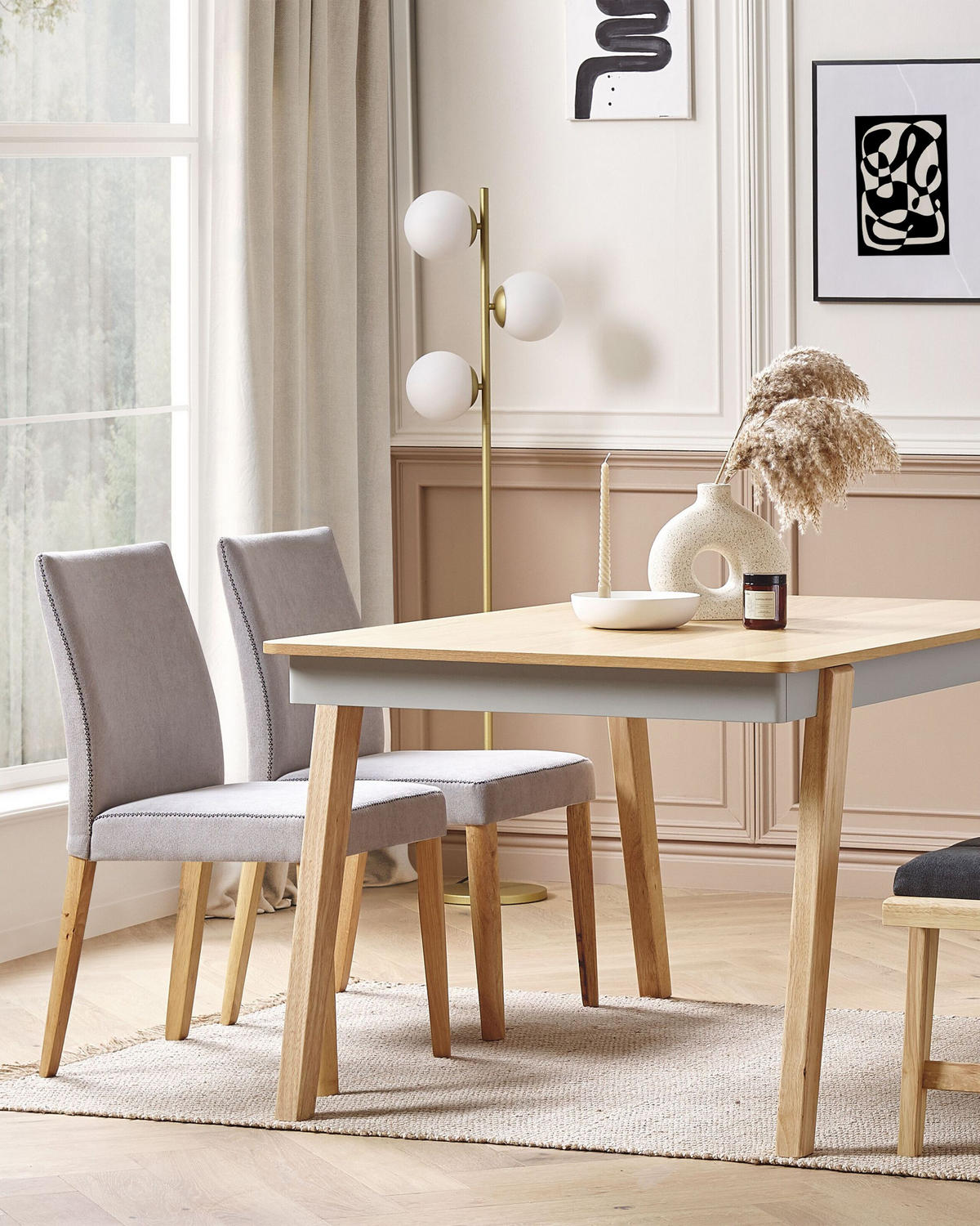 JÍDELNÍ ŽIDLE sada 2 ks čalounění Šedá Phola - šedá, dřevo/textil (46/87/55cm) - Beliani