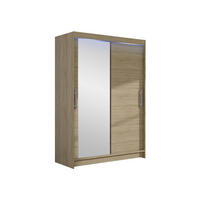 KLEIDERSCHRANK Miami VI, mit RGB LED Beleuchtung - Silberfarben/Sonoma Eiche, Holzwerkstoff/Kunststoff (120/200/58cm) - MIRJAN24