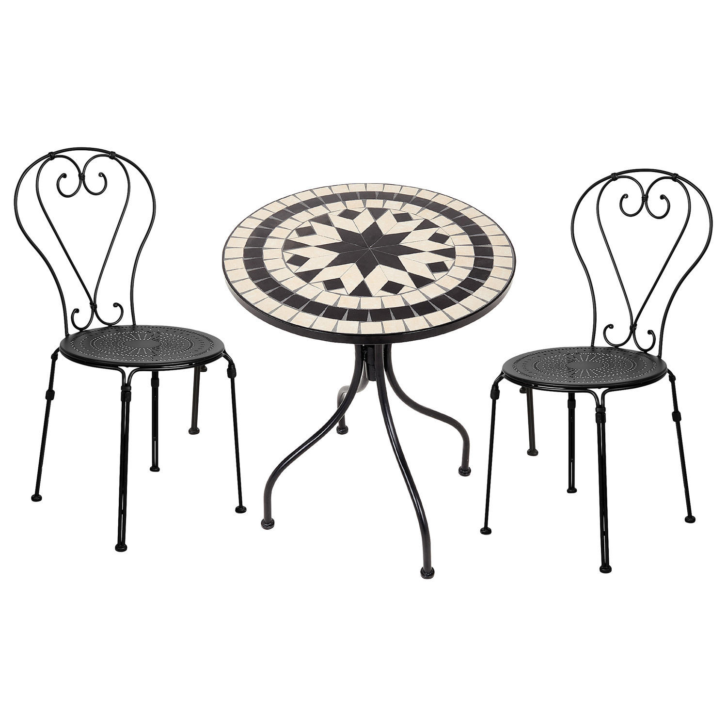 GARTENMÖBEL-SET (3-teilig) Palazzo - Schwarz, Keramik/Metall - BUTLERS