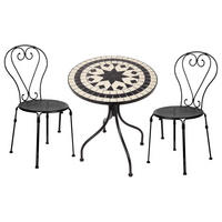 GARTENMÖBEL-SET (3-teilig) Palazzo - Schwarz, Keramik/Metall - BUTLERS