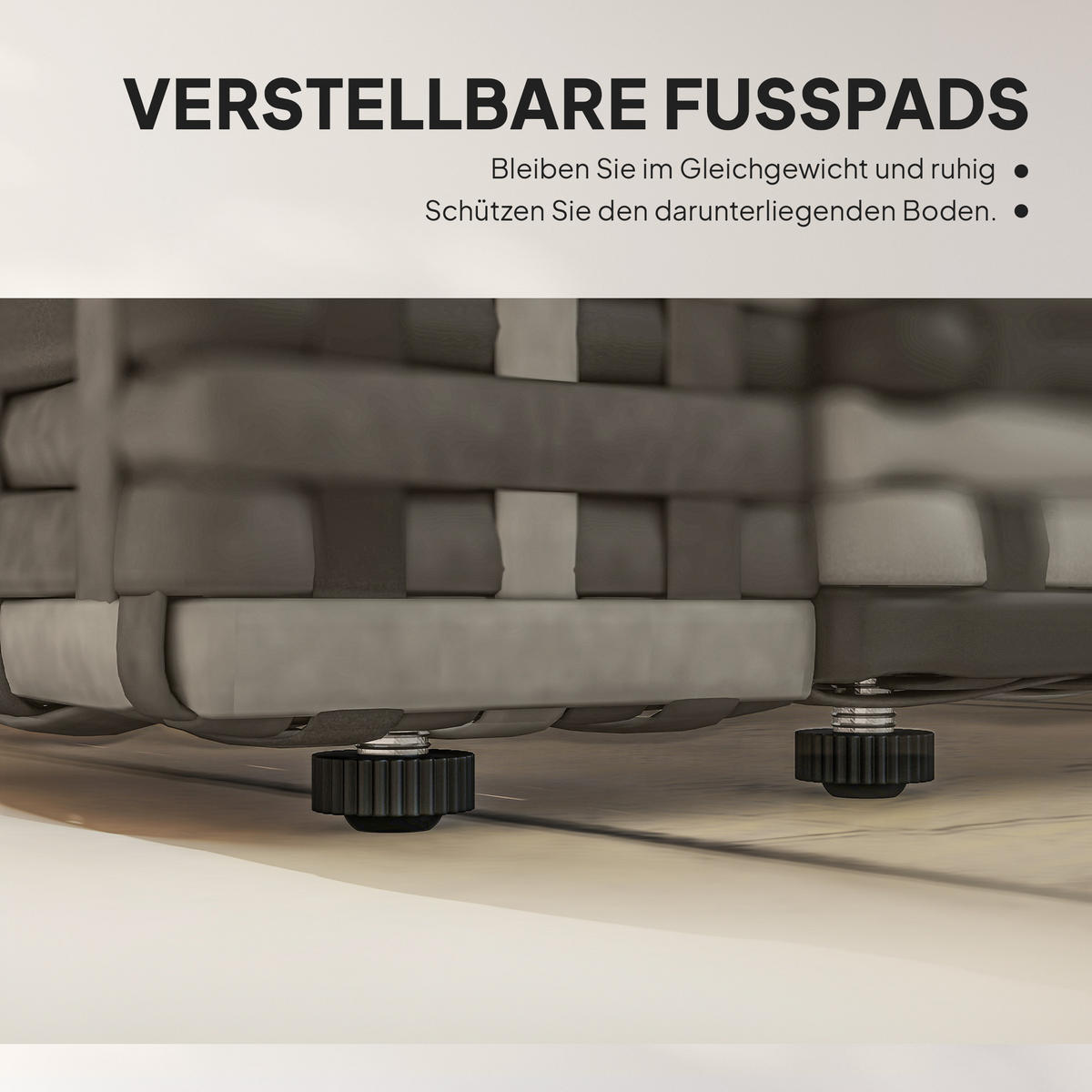 2-SITZER-RATTANSOFA PE-Rattan Stahl Hellgrau - Hellgrau/Schwarz, Kunststoff/Textil - Outsunny