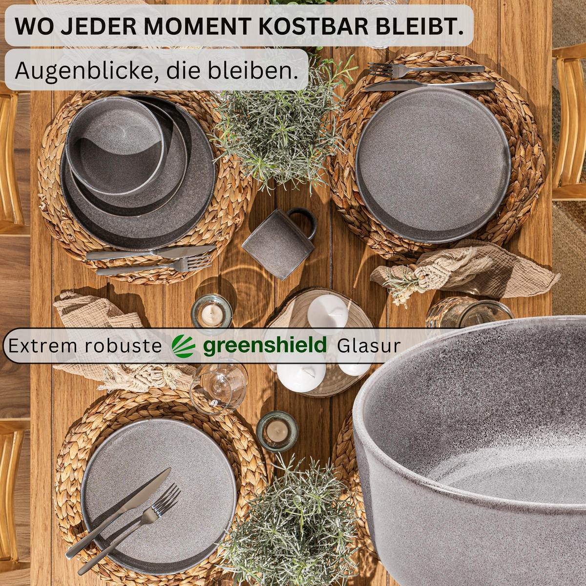 SCHALEN SET KAIRO MONDGRAU - 6 teilig aus Steingut - Dunkelgrau, Keramik (38.5cm) - Sänger