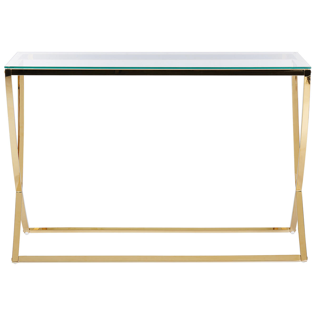 KONSOLENTISCH Glas/Edelstahl gold 120/40 cm Ringgold - Goldfarben, Metall (120/40/80cm) - Beliani