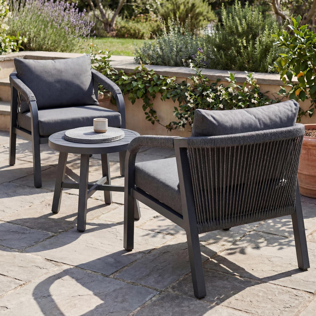 LOUNGE-SET Dunkelgrau - Dunkelgrau, Metall - MCW