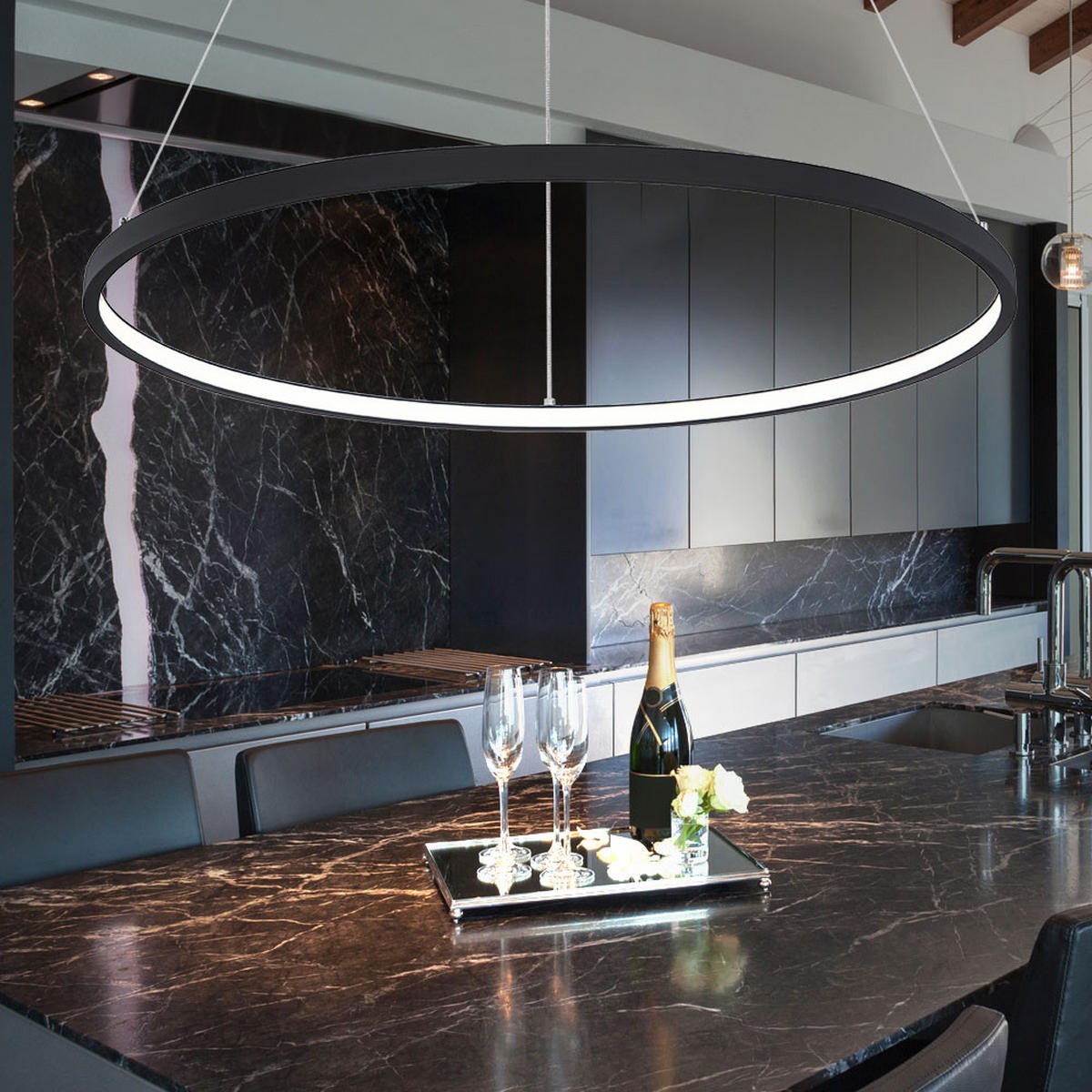 LED HÄNGELEUCHTE Ralph Schwarz - Schwarz, Metall (60/60/120cm) - Globo Lighting