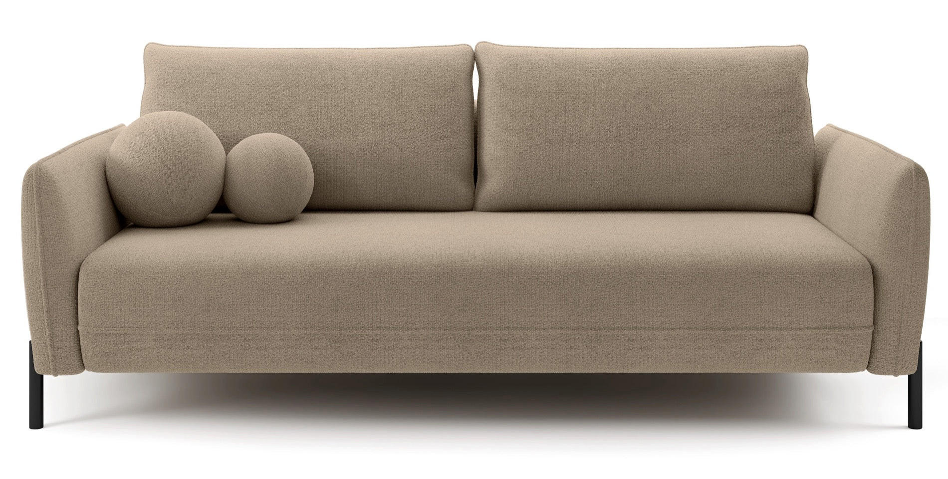 SOFA Veruco Beige mit Schlaffunktion - Beige/Schwarz, Textil/Metall (234/90/100cm) - Selsey
