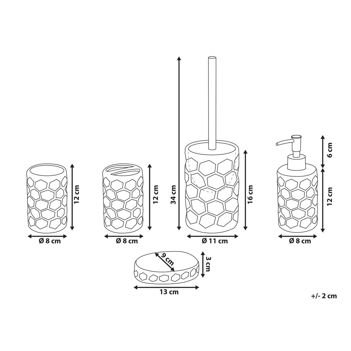 BADEZIMMER Set 5-teilig Keramikweiß Tirua - Weiß, Keramik (13/34/11cm) - Beliani