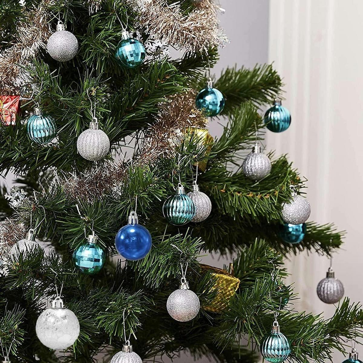 WEIHNACHTSKUGELN 30-teiliges Set Blau & Silber 3 cm - Multicolor, Kunststoff (3/3/3cm)
