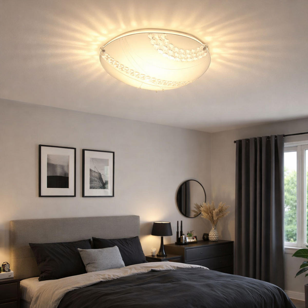 LED DECKENLEUCHTE Kristalloptik Weiß Glas - Weiß, Glas (30/30/9.8cm) - Brilliant