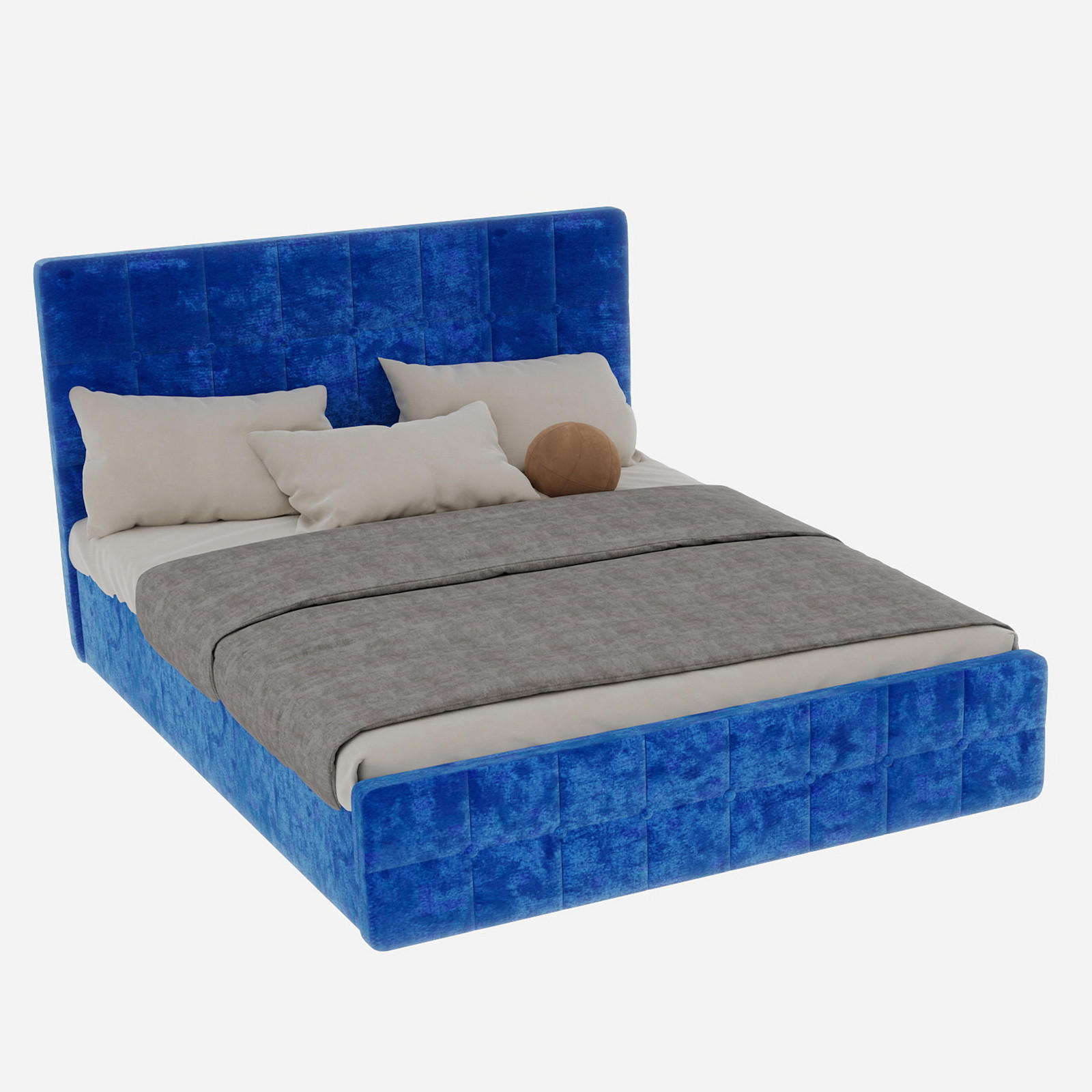 POLSTERBETT 160/200 cm in Blau Samt - Blau, Holzwerkstoff/Textil (160/200cm) - WISHDOR