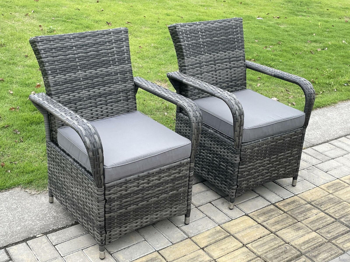 GARTENMÖBELSET mit Couchtisch Polyrattan 6-Sitzer - Dunkelgrau/Grau, Glas/Kunststoff - Fimous