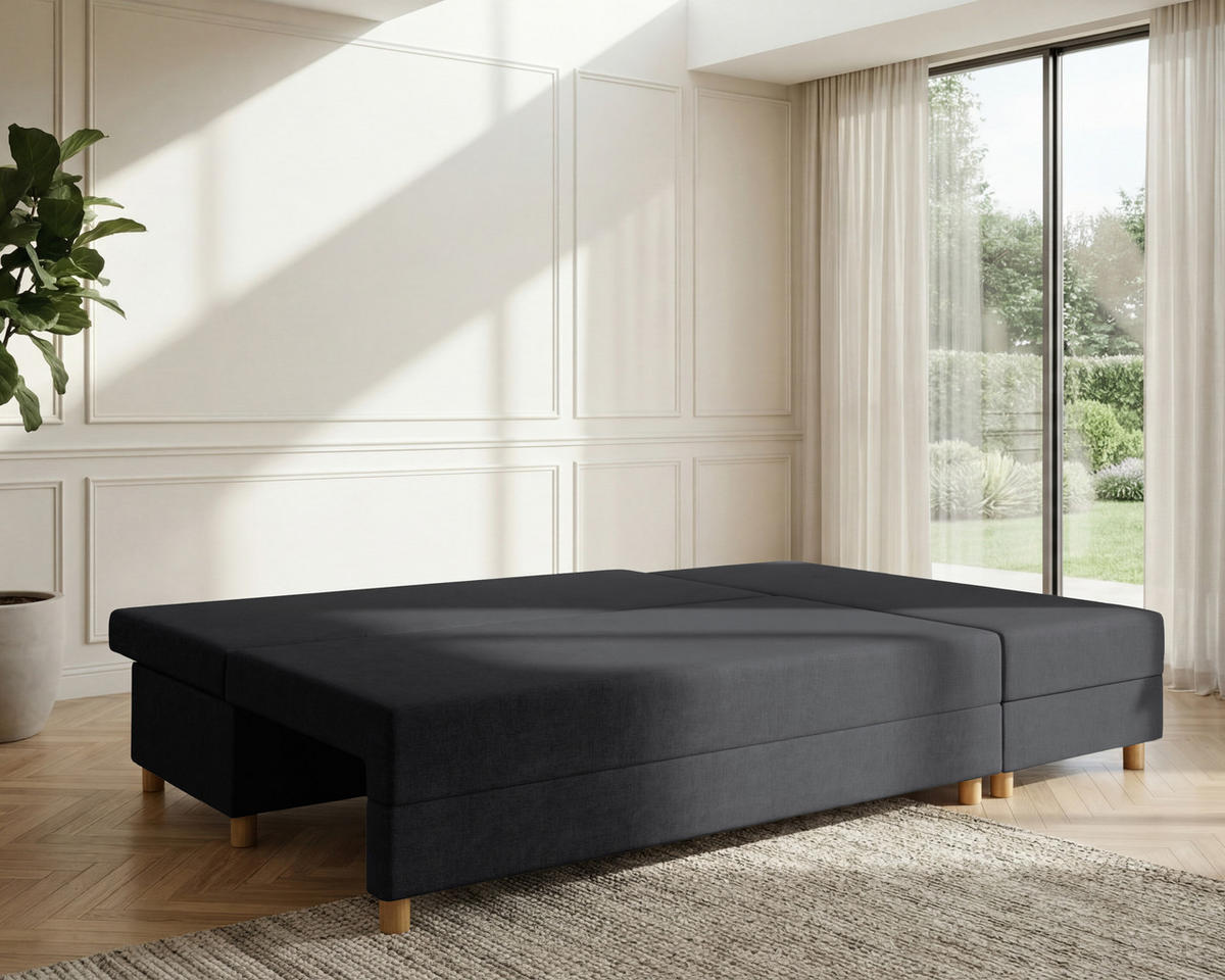 ECKSOFA Lellice L-Form - links oder rechts montierbar, dunkelgrau - Dunkelgrau, Holz (214/122cm) - Homesy