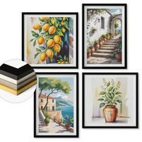 WANDBILDER 4er-Set - 50x50 cm & 40x60 cm Schwarzer Rahmen - Zitronenblüten am Meer - Schwarz, Kunststoff (50/50cm) - ArtPrintCave