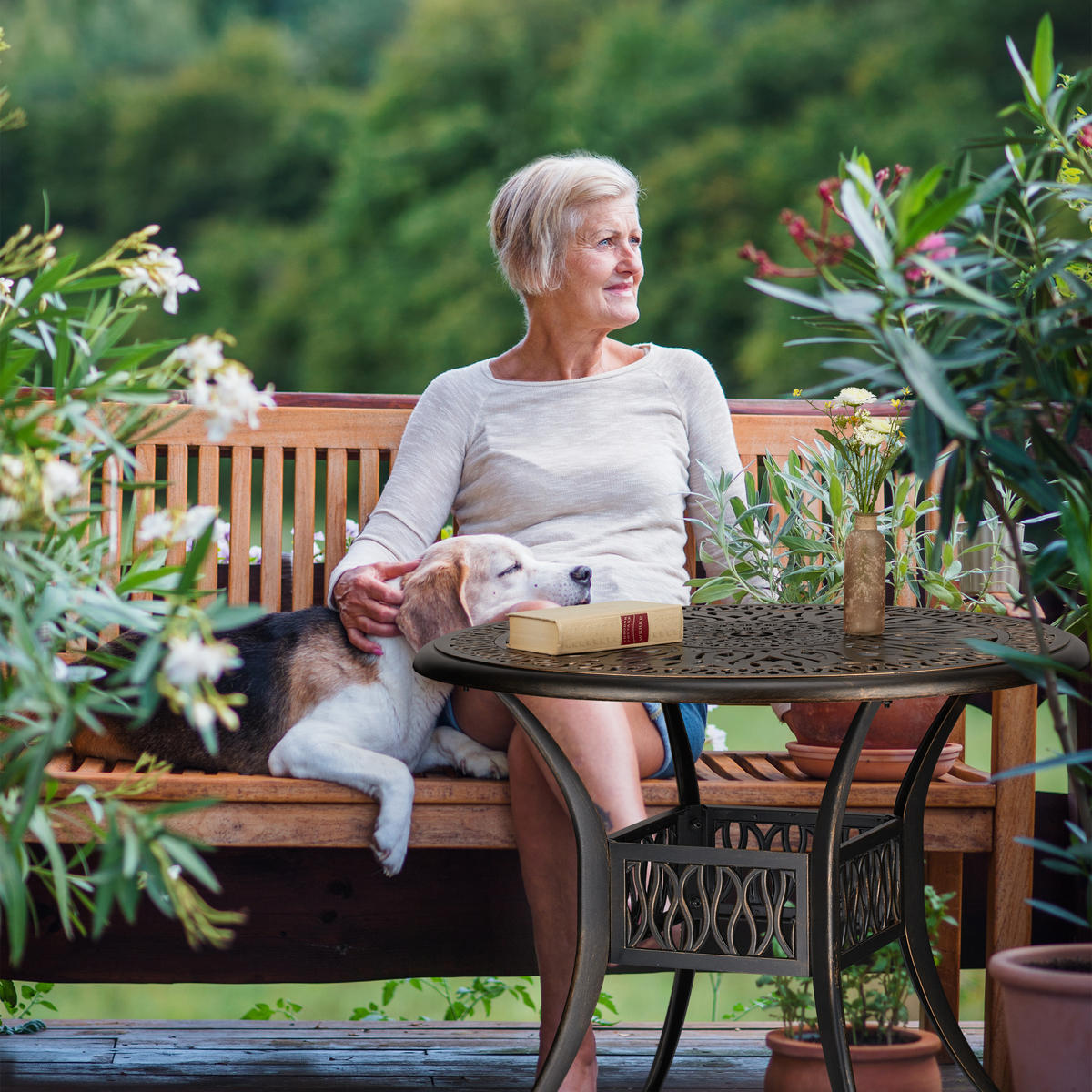 GARTENTISCH - Multicolor, Metall (90/90/75cm) - Relaxdays