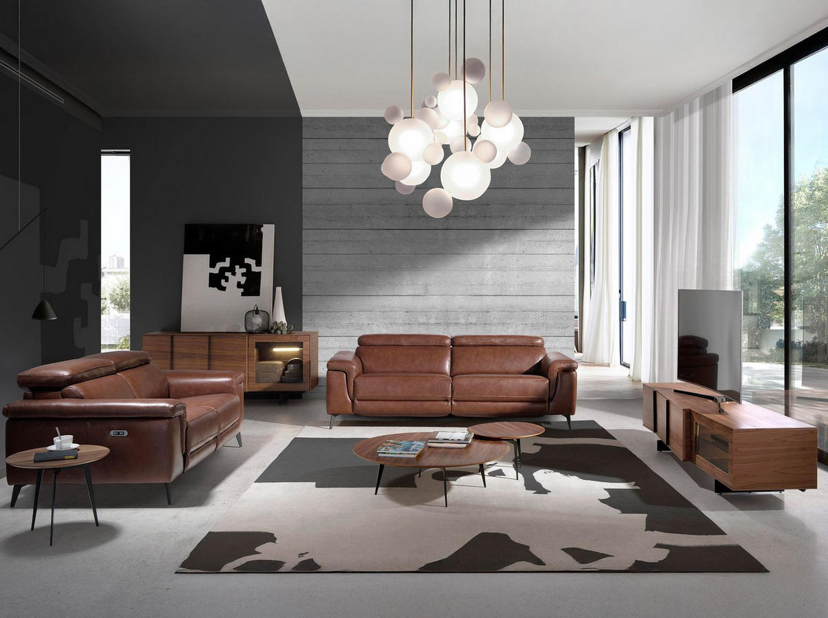 SOFA 3-Sitzer Relaxsofa aus braunem Leder 215/103/99 cm - Schwarz/Braun, Leder (215/99/103cm) - ANGEL CERDA