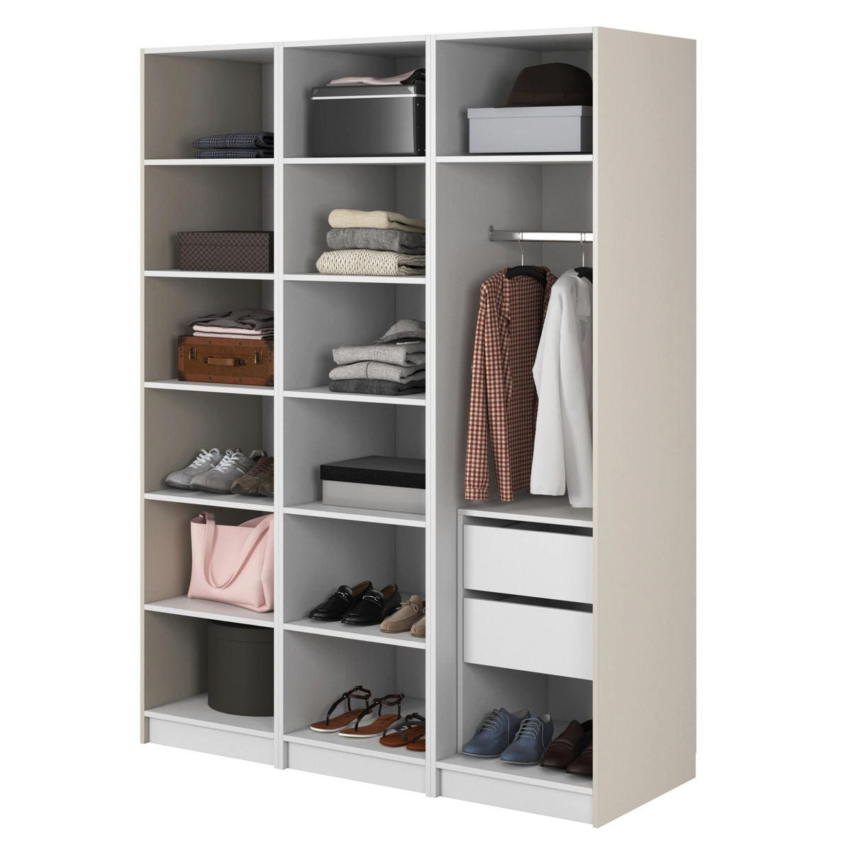 KLEIDERSCHRANK Moonir Greige 150 cm - Taupe/Goldfarben, Holzwerkstoff/Metall (150/200.5/57cm) - Selsey