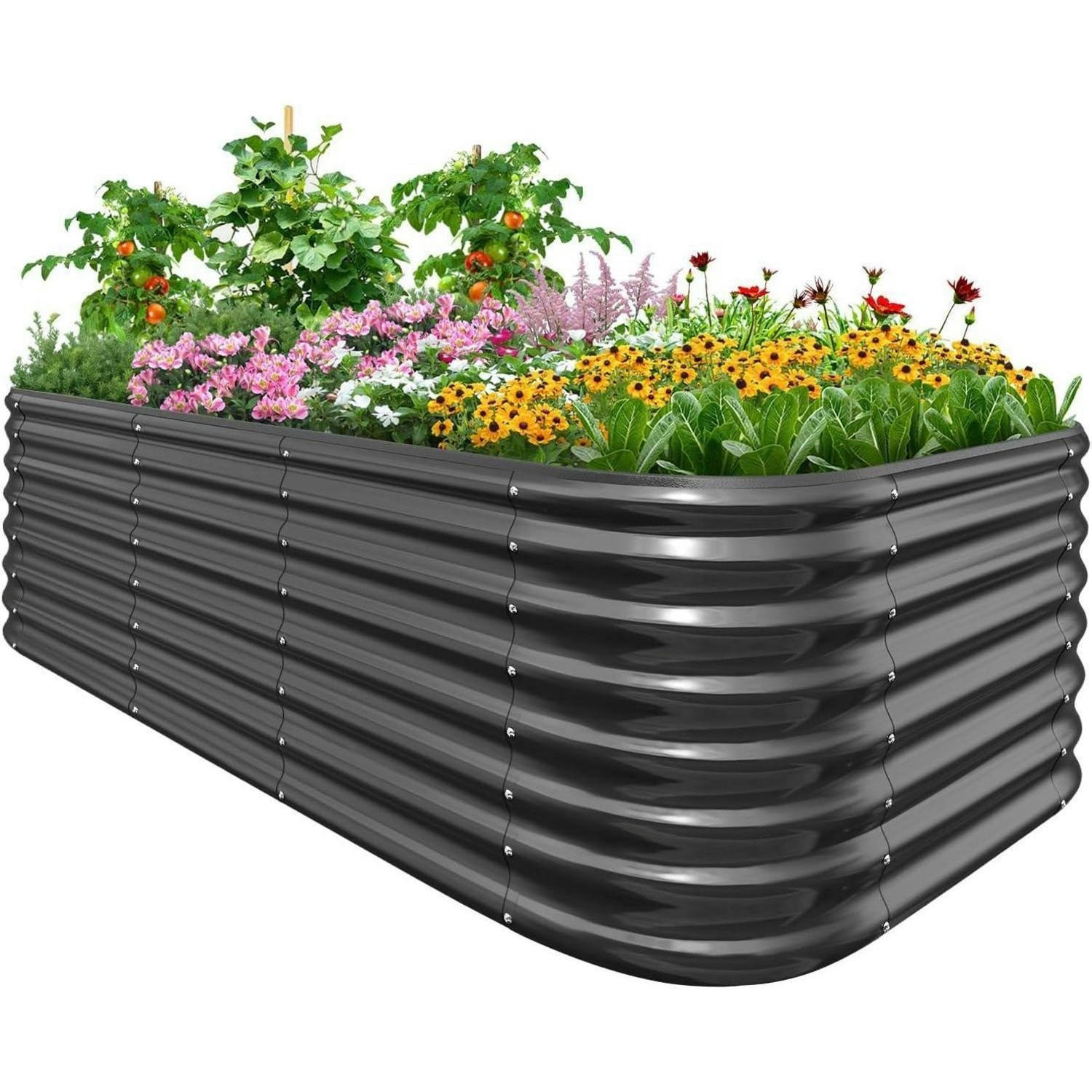 HOCHBEET Metall Grau 201 x 107 x 62 cm - Schwarz, Metall (107/62/201cm)