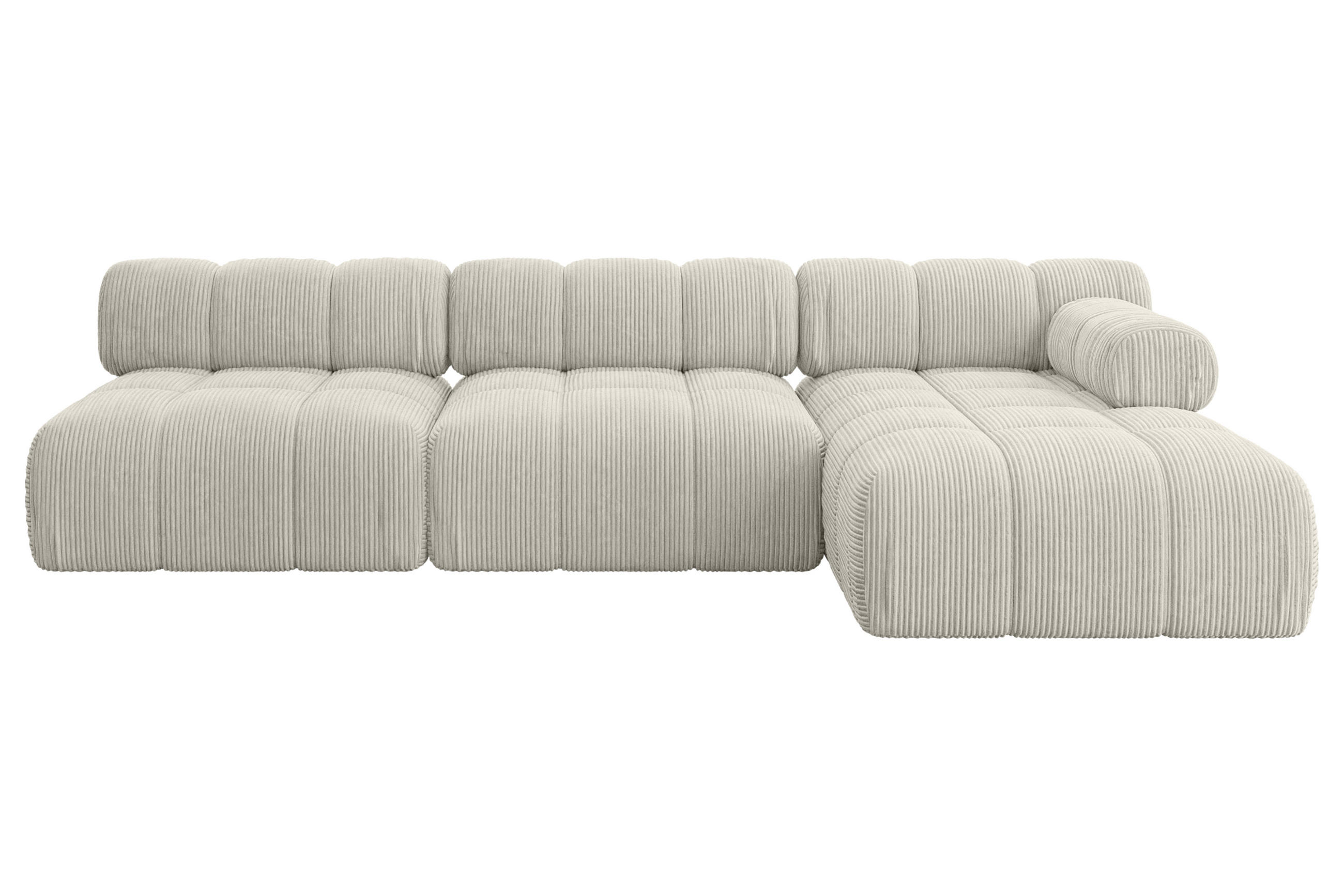 ECKSOFA modulares Sofa Razon-L2 - 285x160x70 cm Creme Cord - Hellgrau/Creme, Holzwerkstoff/Textil (285/160cm) - ALTDECOR