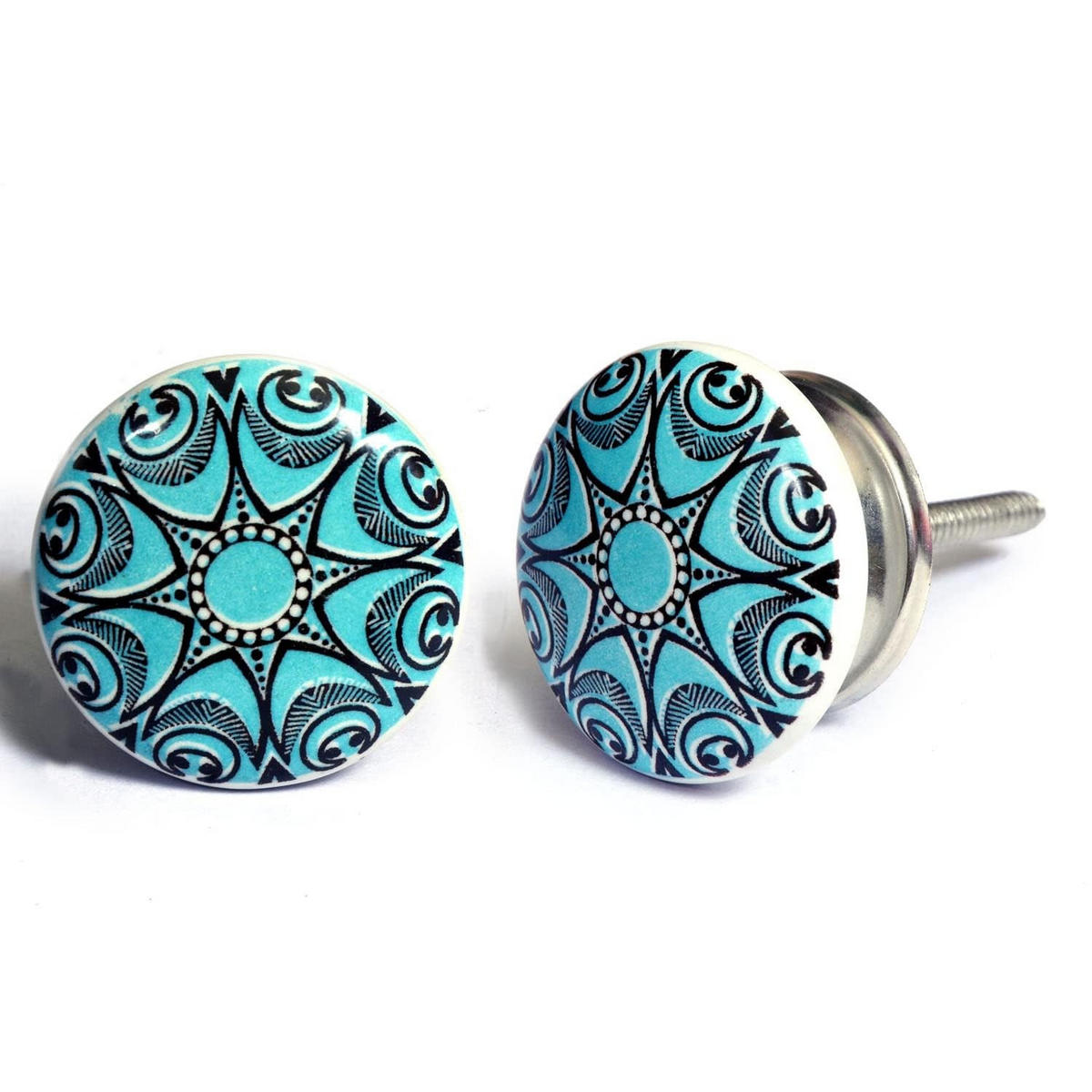 KERAMIKKNÖPFEN Set mit 24 schwarz-weißen Keramikknöpfen40 mm - Weiß, Keramik (4/4/6.9cm) - Nacnic