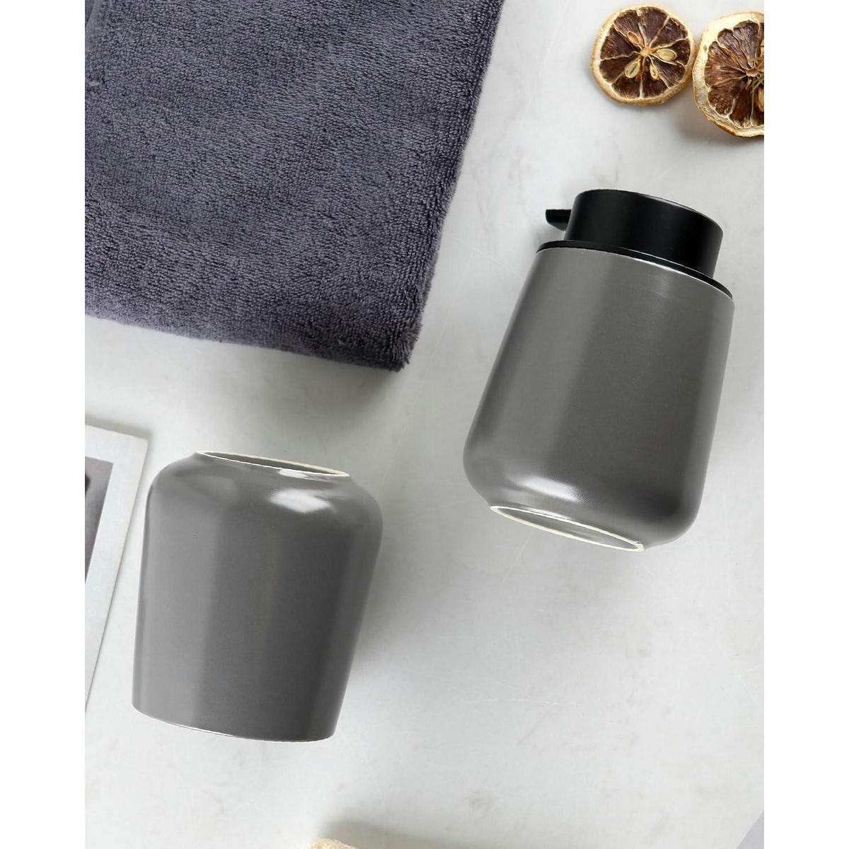 SEIFENSPENDER Keramik Grau 350 ml - Grau, Keramik (5.8/12.5/9.2cm)