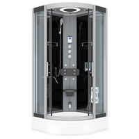 DAMPFDUSCHE Duschkabine D58-63T3 sw 100x100 - Schwarz, Glas/Kunststoff (100/100/225cm) - AcquaVapore by Sandra Jentho