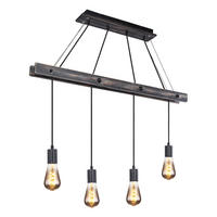 HÄNGELEUCHTE Metall Holz Schwarz matt - Schwarz, Holz (90/9/120cm) - Globo Lighting