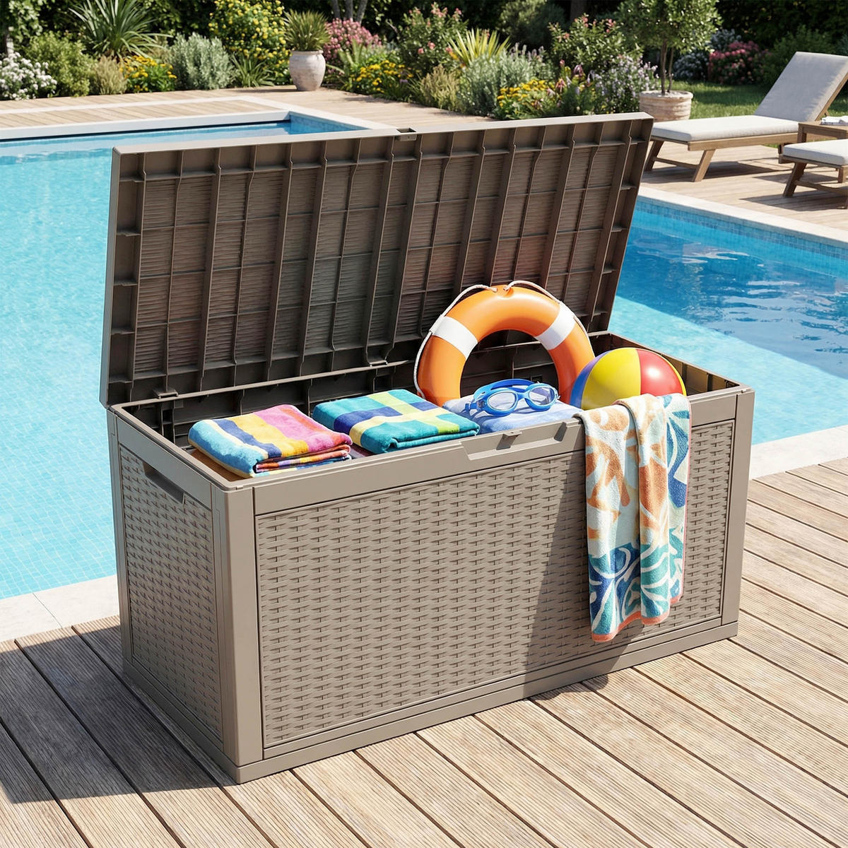 GARTENBOX 340L Grau - Grau, Kunststoff (119/58.8/51.7cm) - Akord