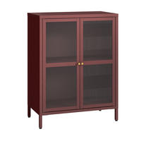 VITRÍNA Säkylä - bordeaux/průhledná, kov/sklo (64/84/35cm) - [en.casa]