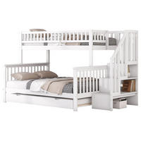 ETAGENBETT 253/240/160 cm aus Kiefer und MDF mit Ausziehbett und Stauraumtreppe Weiß - Weiß, Holz (140/200cm) - Modenvie