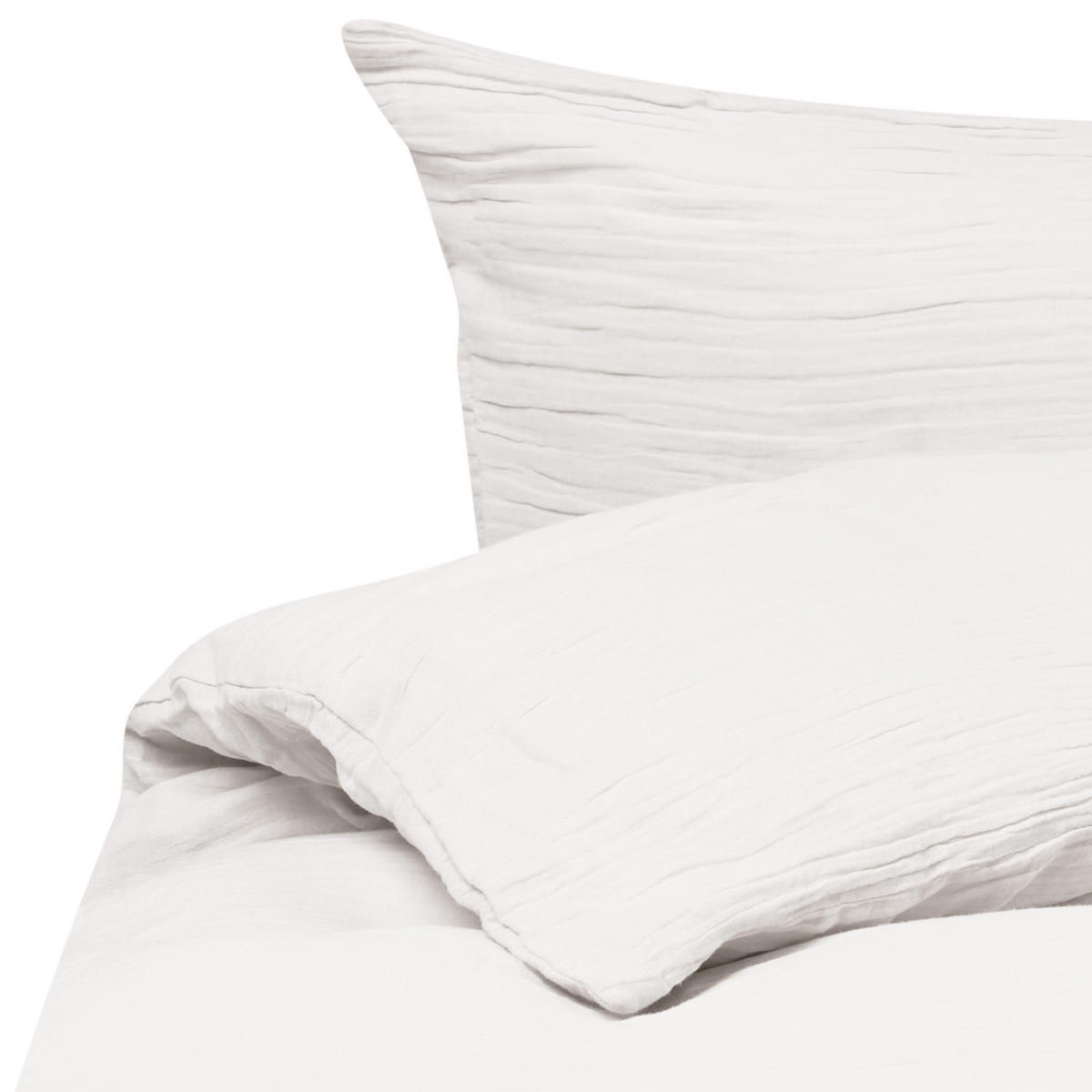 BETTWÄSCHE-SET 220/240 cm Baumwollmusselin Cremeweiß Sumner - Creme, Textil (220/240cm) - Beliani