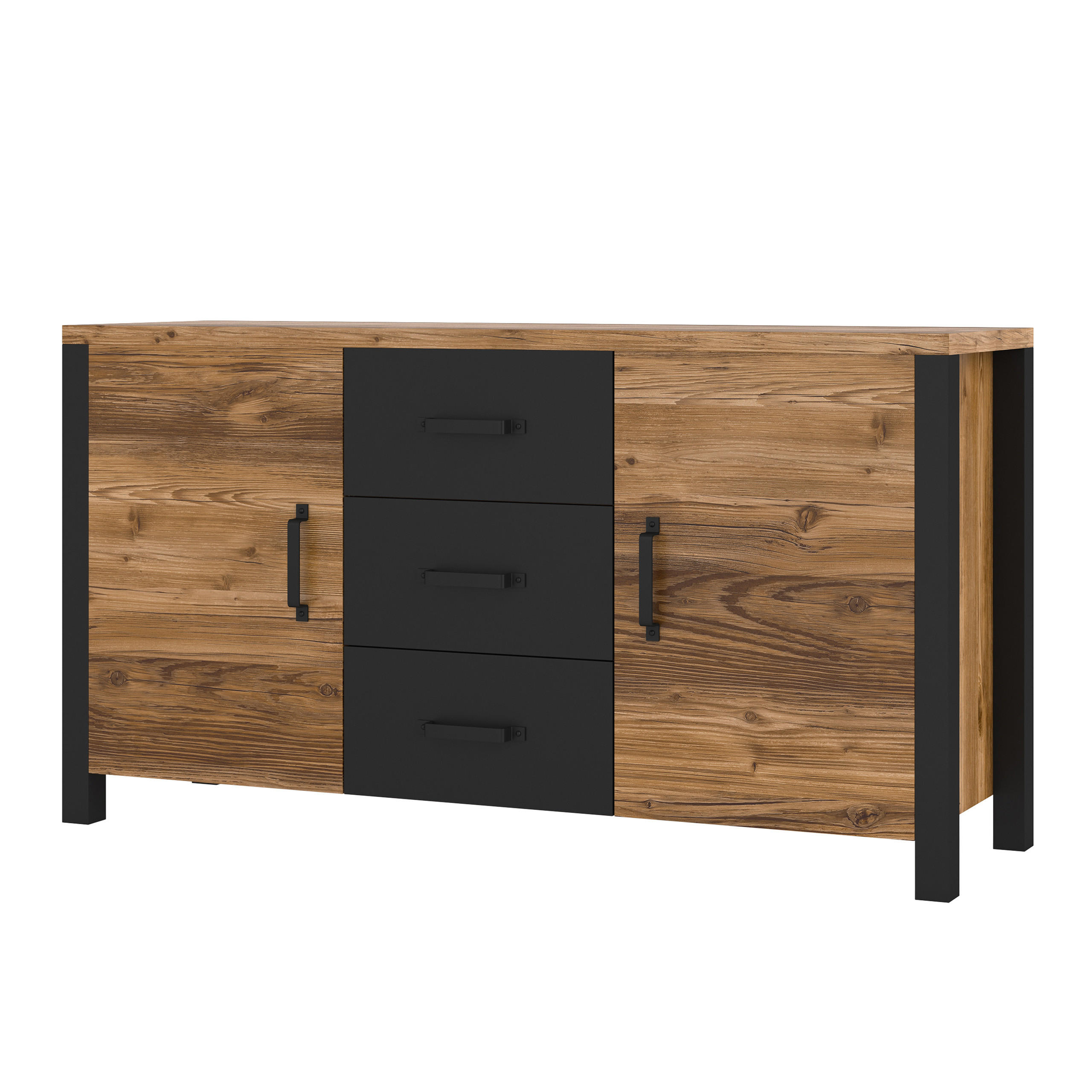 SIDEBOARD OLIVIERO 147/79/43 cm mit 3 Schubladen und 2 Türen Braun - Braun, Holzwerkstoff (147/79/43cm) - MASSENO