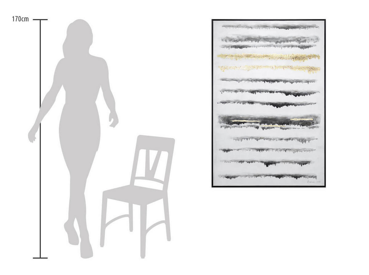 ACRYLBILD HANDGEMALT Weiß 83/123 cm - Schwarz/Grau, Textil (82.5/122.5cm) - KUNSTLOFT