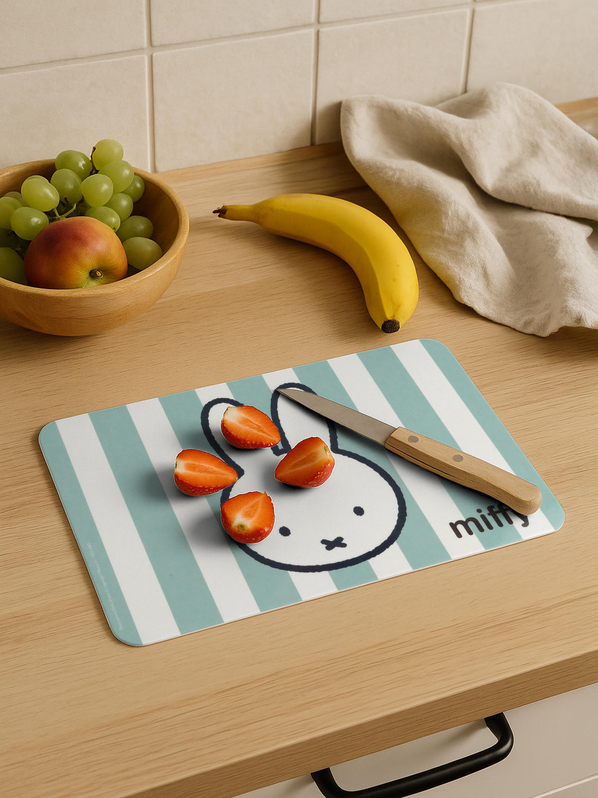 BRETTCHEN Miffy Hase Streifen Blau/Weiß 14,5 x 23,5 cm - Blau, Kunststoff (14.5/23.5cm) - United Labels