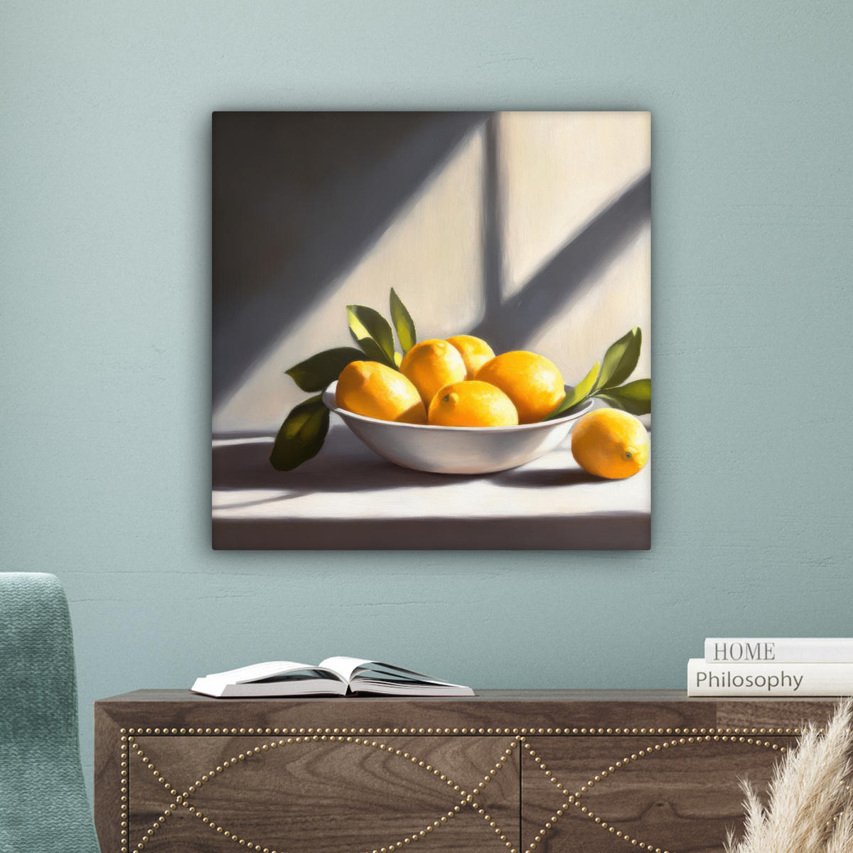 LEINWANDBILD Zitronen - Stilleben - Gelb Wandbild Wohnzimmer 50x50 cm - Gelb, Textil (50/50cm) - MuchoWow