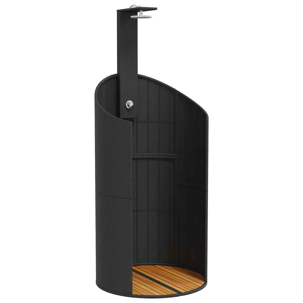 GARTENDUSCHE Schwarz 100/100/241.5 Cm Poly Rattan Akazienholz - Schwarz, Holz (100/241.5/100cm) - vidaXL