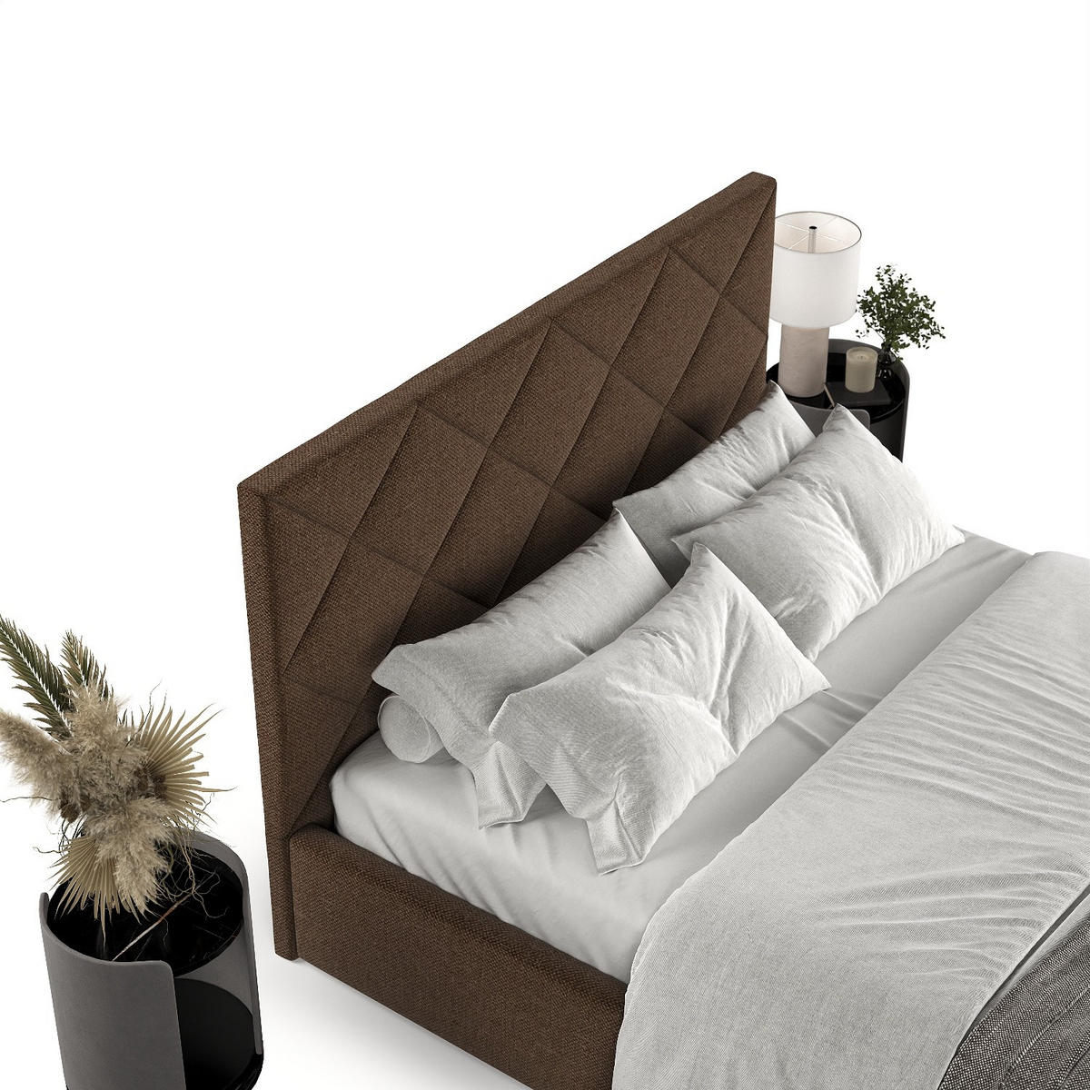 POLSTERBETT Torno 160/200 cm Braun im Inari Stoff - Schwarz/Naturfarben, Holz/Holzwerkstoff (160/200cm) - AltaBeds