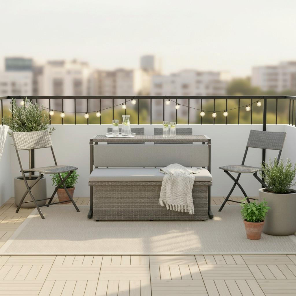 LOUNGESET Mario Graubraun Metall/Kunststoff Modular - Graubraun, Metall - Bessagi Garden