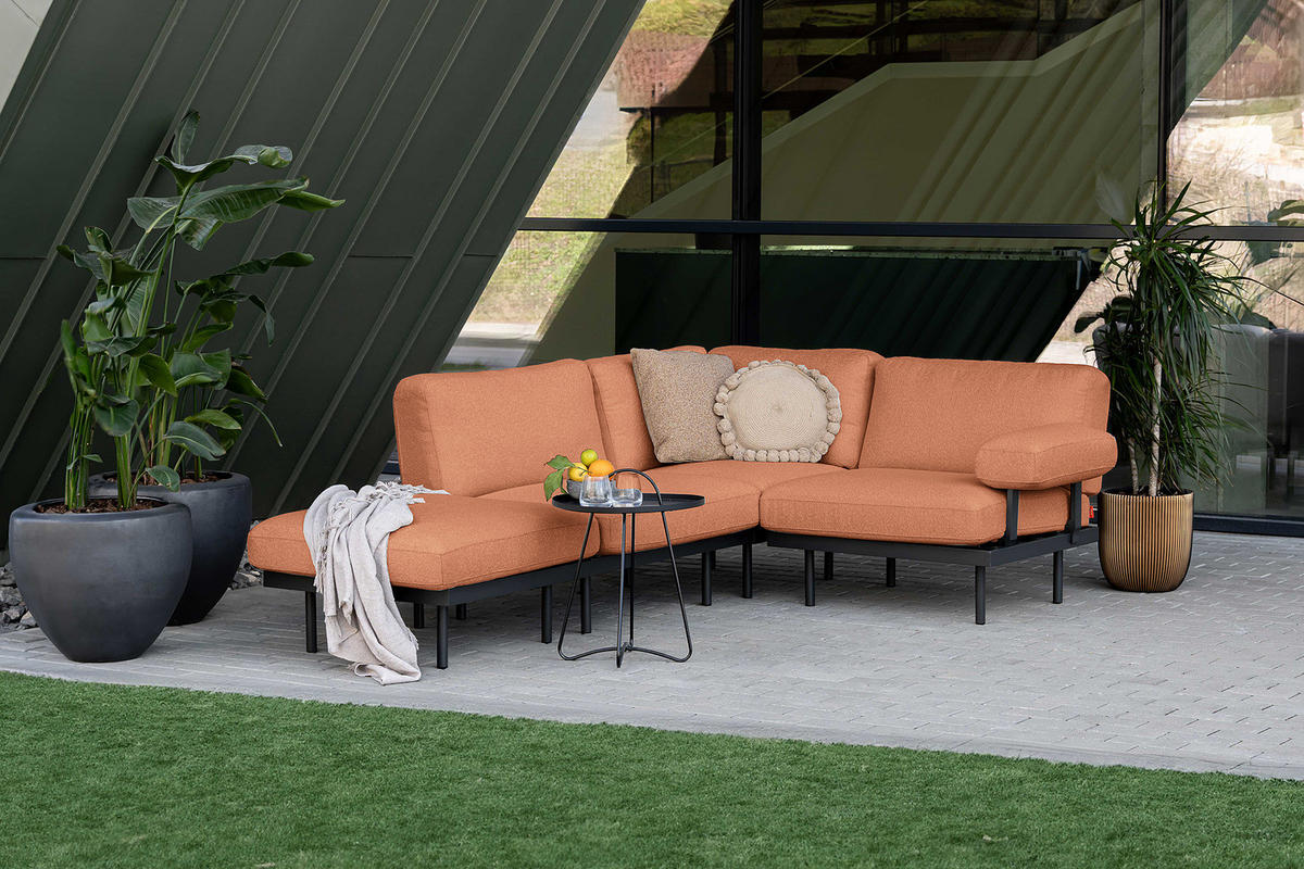 OUTDOOR-ECKSOFA - Rosa, Textil/Metall (273/80/186cm) - home24