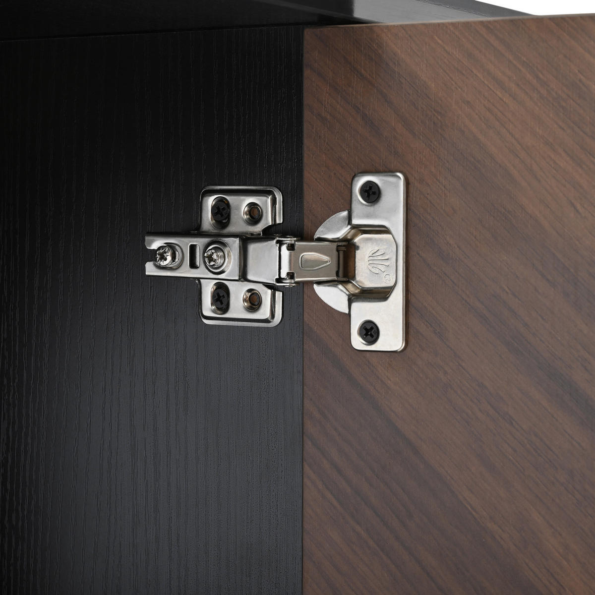 SIDEBOARD mit 3 Türen Walnussoptik und Goldene Akzente - Walnussfarben, Holzwerkstoff/Metall (140/80/40cm) - Urban Meuble