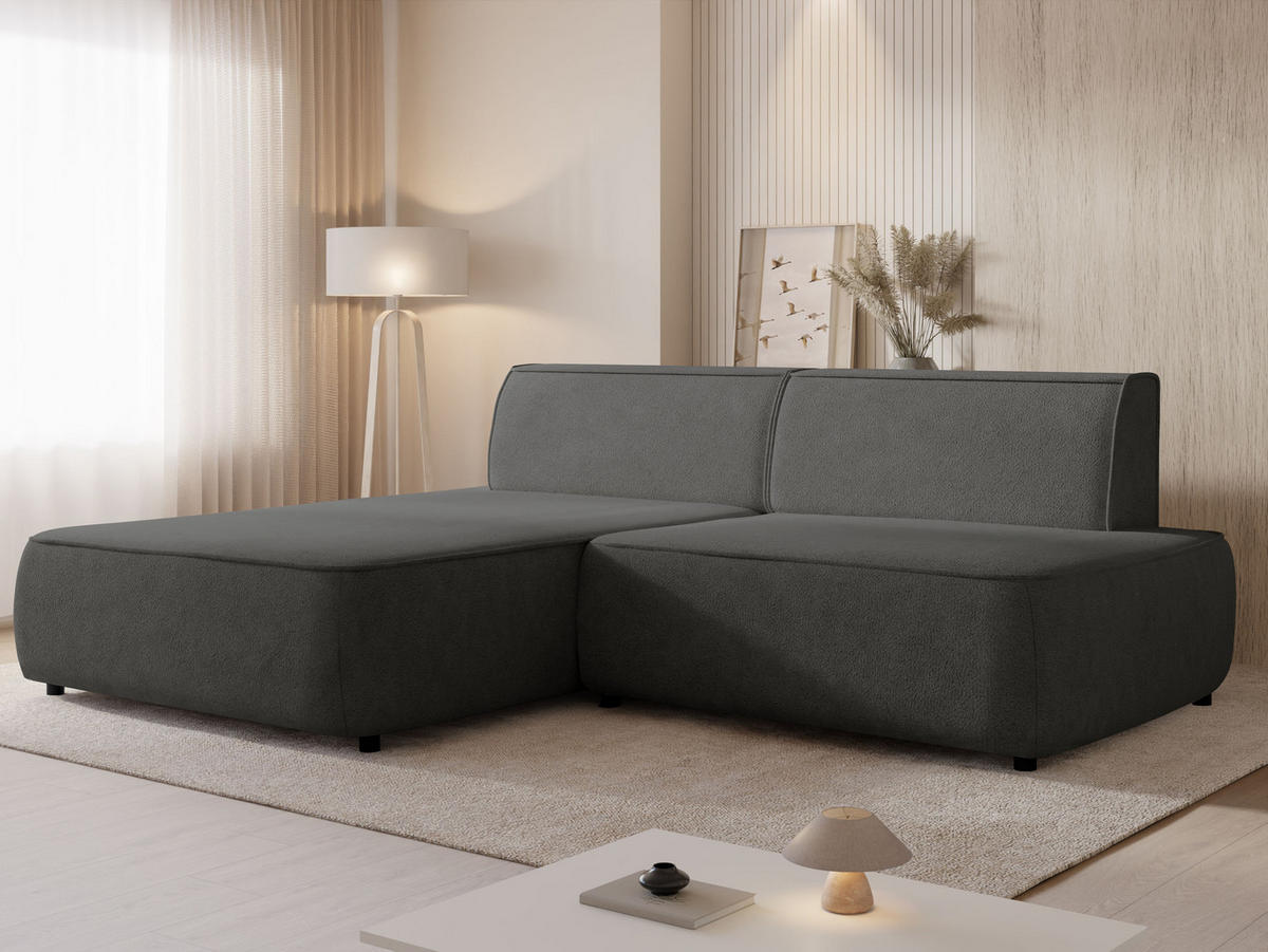 ECKSOFA Zuno, Seite: Links - Schwarz/Grau, Holz/Kunststoff (254/162cm) - MIRJAN24