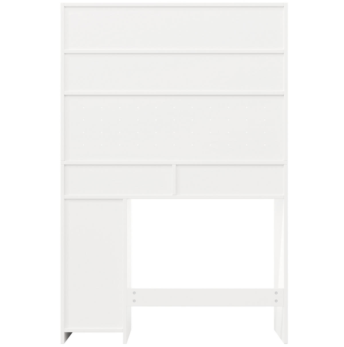 BUFFET aus MDF 120x45x180 cm / 120x75x75 cm Weiß mit klappbarem Esstisch, Rollen und Stauraum - Weiß, Holzwerkstoff (120/180/45cm) - Modfu