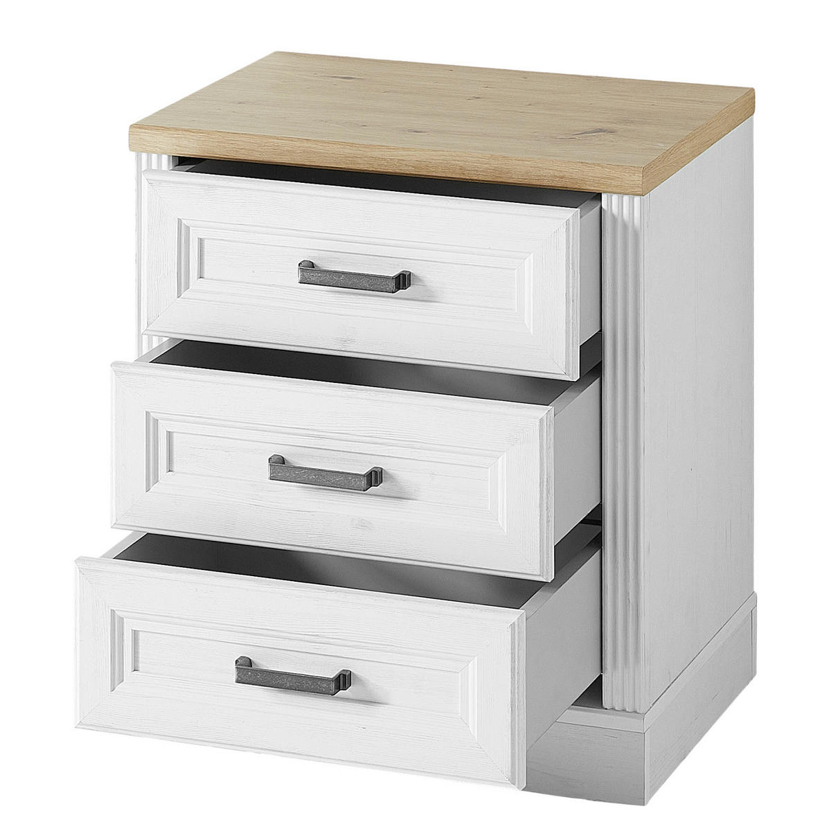 ROLLCONTAINER - Weiß/Pinienfarben, Holzwerkstoff/Metall (54/62/39cm) - home24