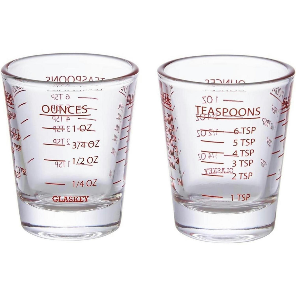 MESSBECHER 2-teiliges Set Glas 30 ml - Rot, Glas (0.03L)