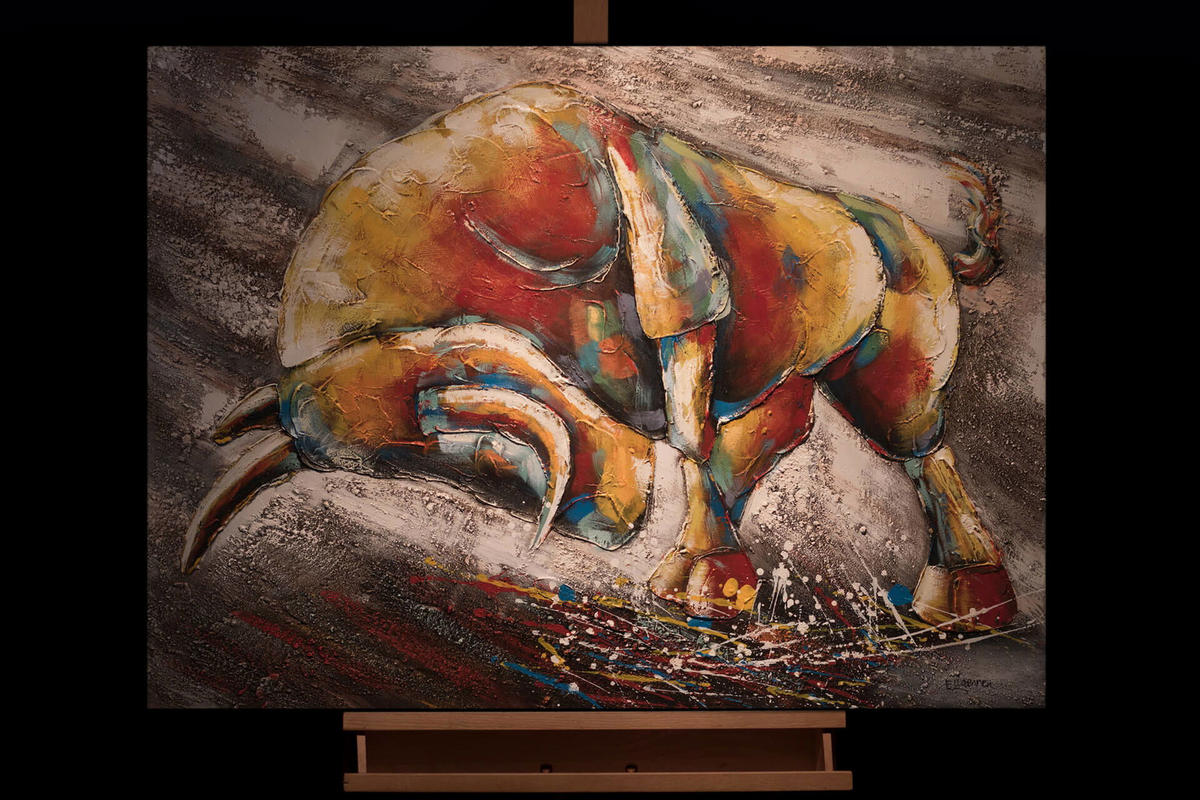 ACRYLBILD HANDGEMALT 100/75 cm - Taupe, Holz/Textil (100/75cm) - KUNSTLOFT